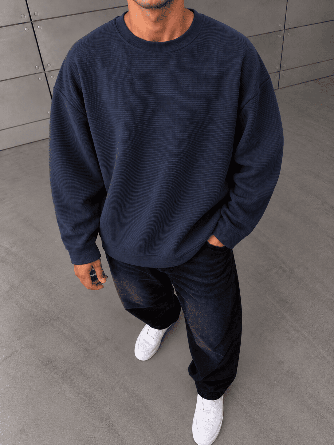 Basic Lacivert Sweatshirt